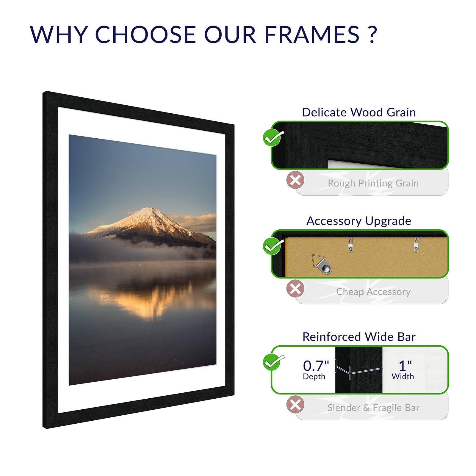 18X24 Poster Frame, Display Pictures 16X20 with Mat or 18X24 without, Wall Ha…