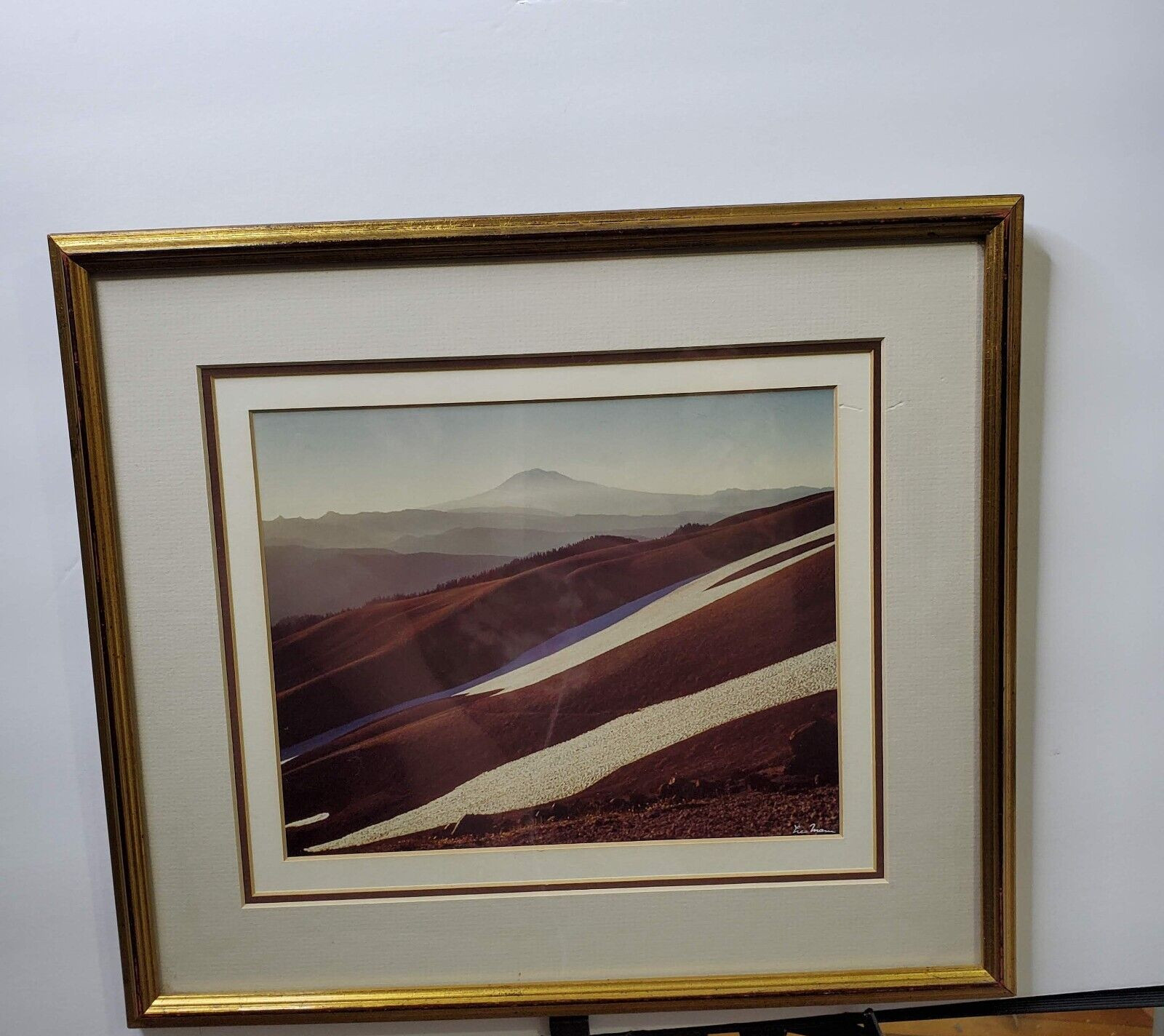 Vintage Matted and Signed Photograph Lee Mann Mountain Scene 15.5 x 13