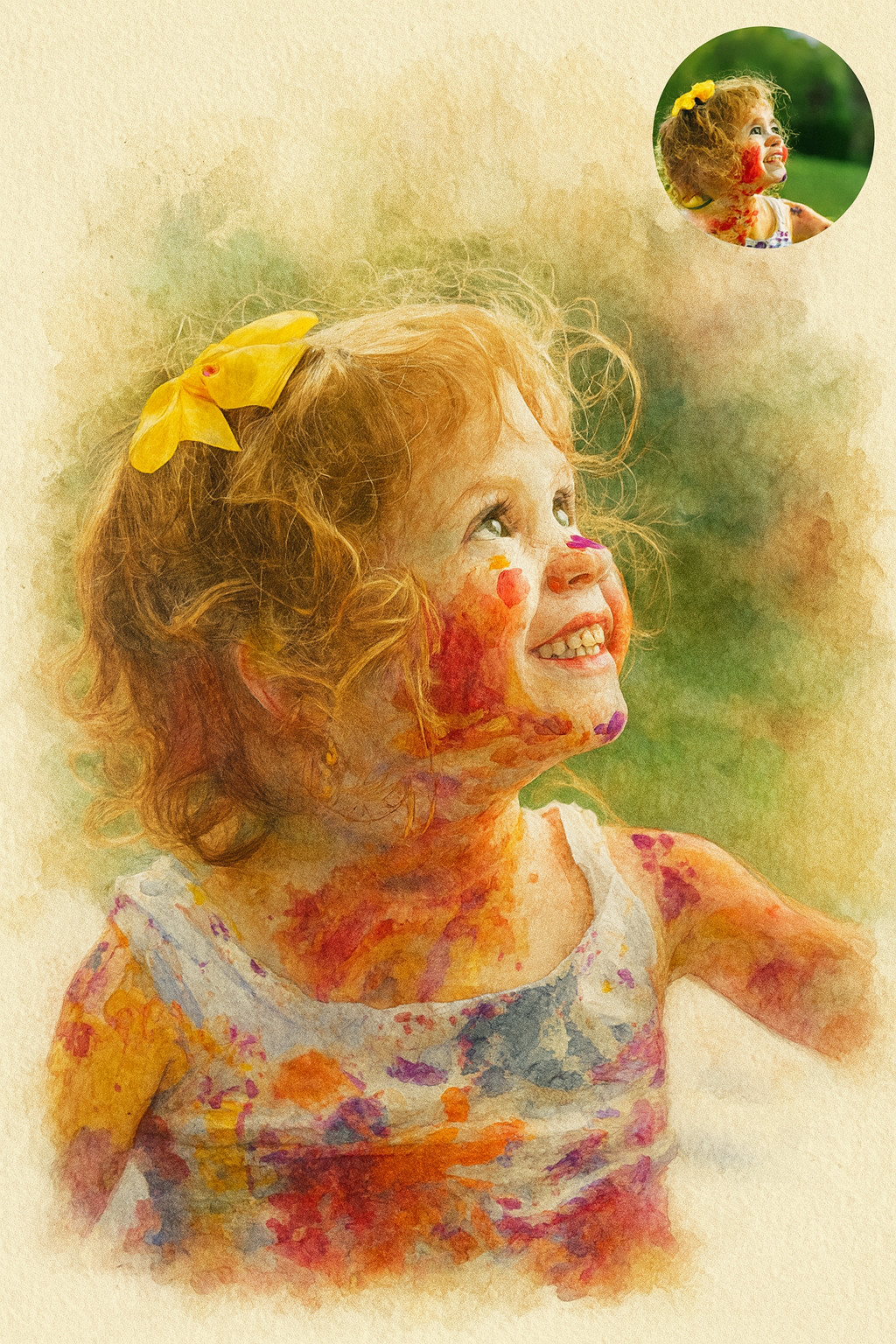 Your Photo to Watercolor Portrait| Digital Art Download| Personalized 3D Art