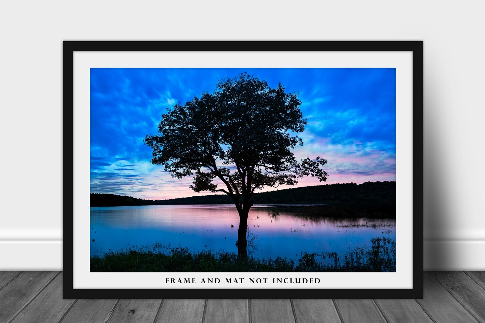 Nature Photography Print – Picture of Tree in Lake on Autumn Evening in Oklahoma