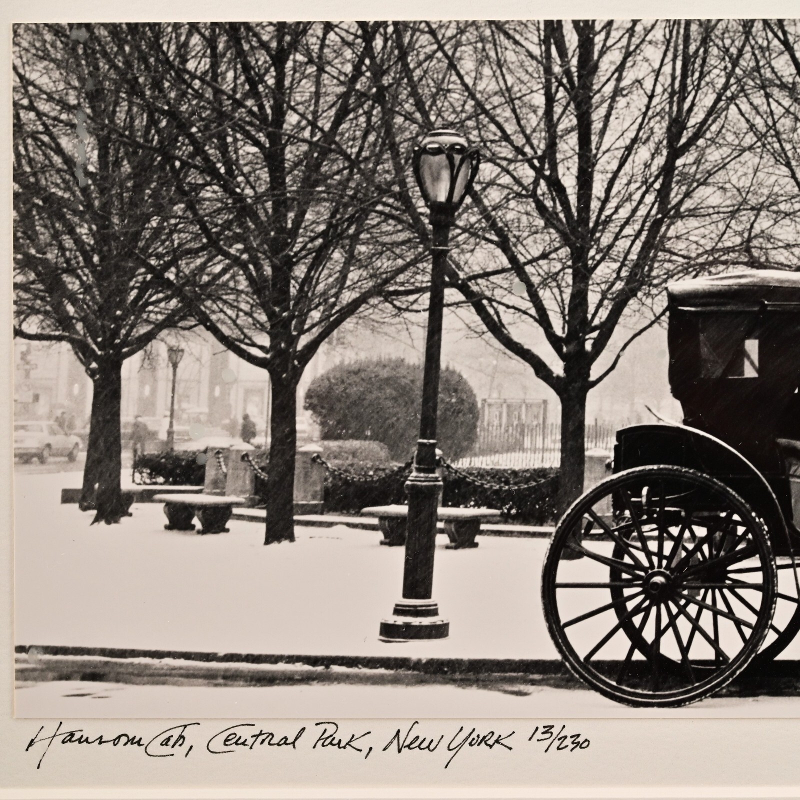 RICHARD CALVO Original Vintage Signed Central Park NY Horse Carriage Photograph
