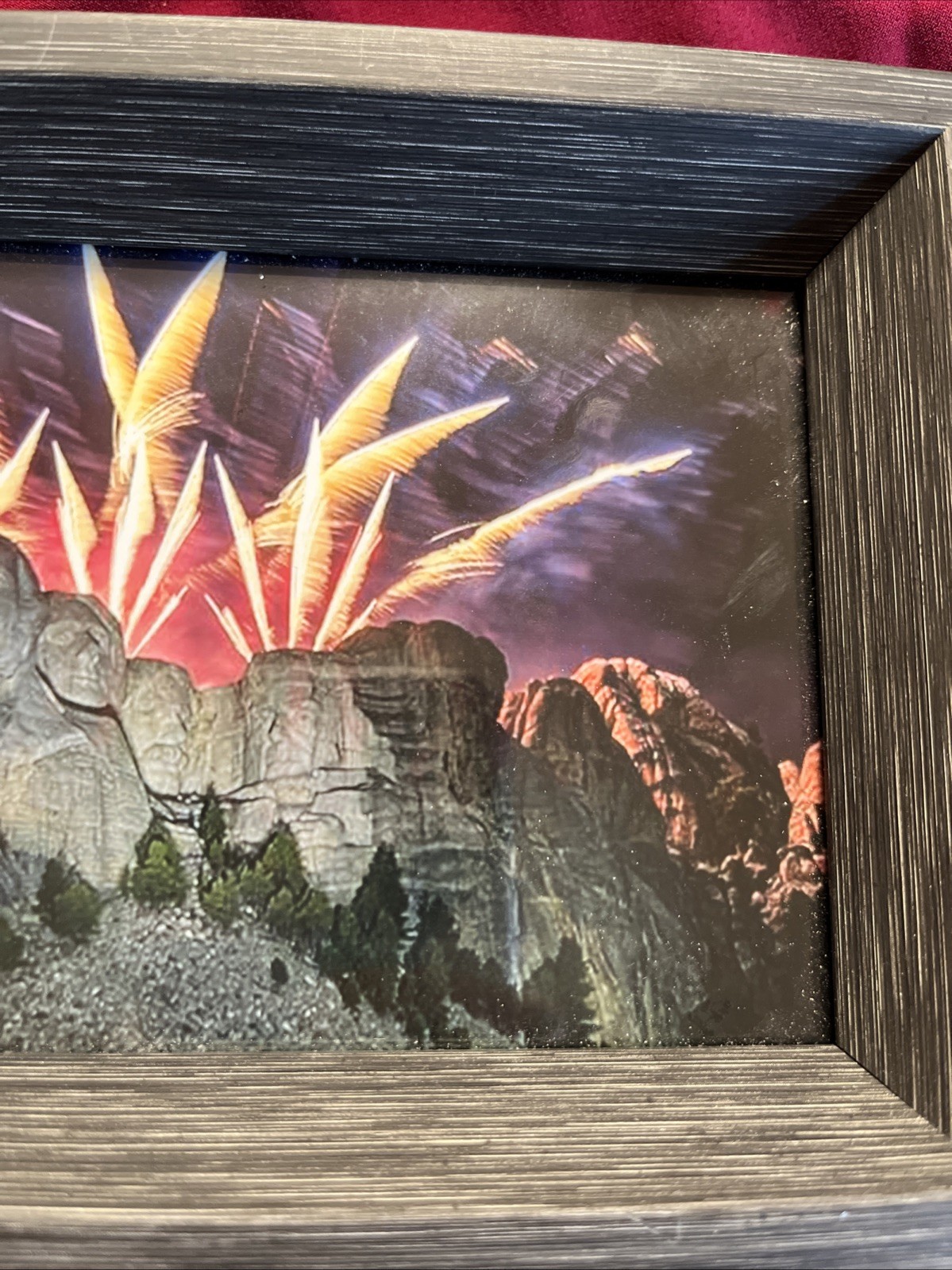 4th Of July Framed Art Photo Beautiful Mt. Rushmore With Fireworks 5X7 Festival