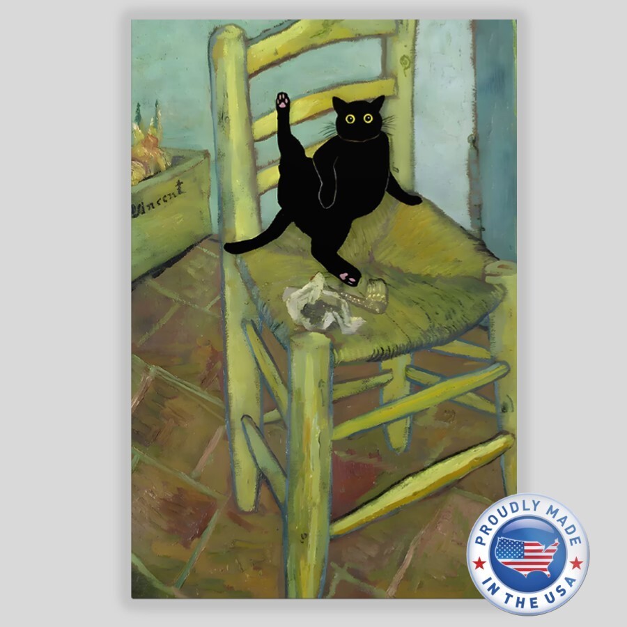 Van Gogh Chair Cat Premium Glossy Poster Print Photo Wall Art 11″ x 17″