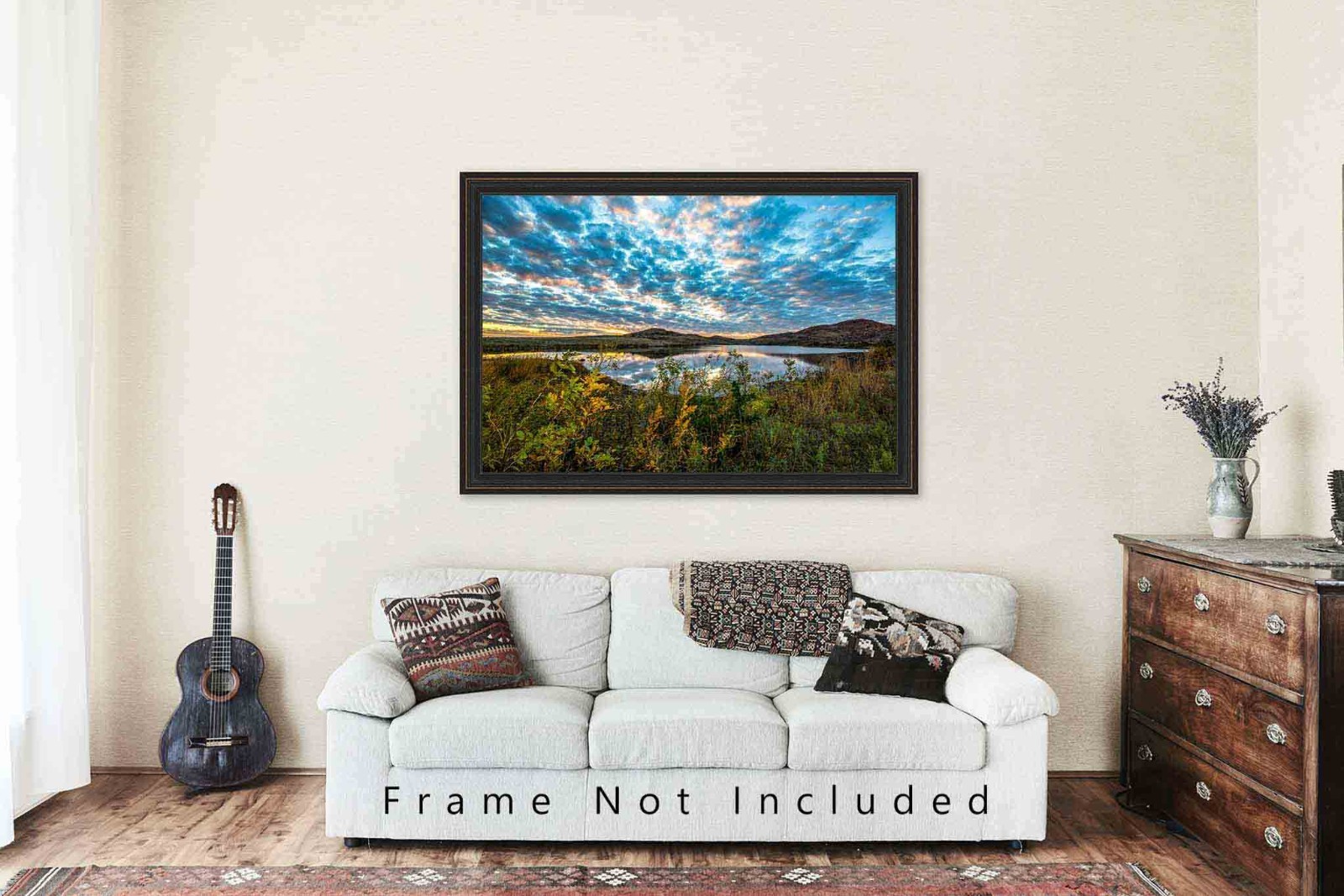 Wichita Mountains Photography Print: Oklahoma Landscape Lake Sunset Sky Photo