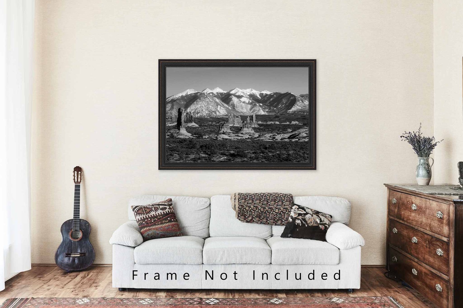 Arches Photography Print – Black and White Picture of La Sal Mountains in Utah
