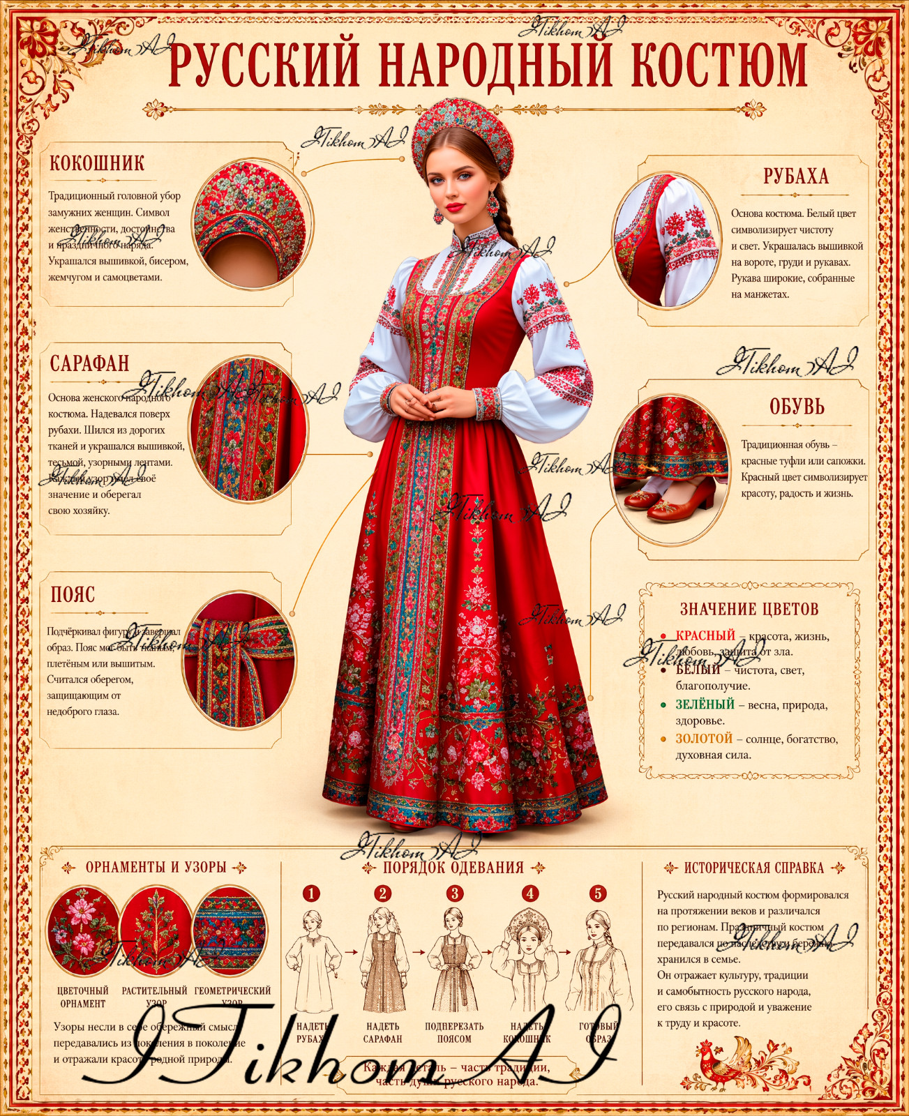 Digital Art Poster Infografica National Russion Women Costume Wallpaper Desktop