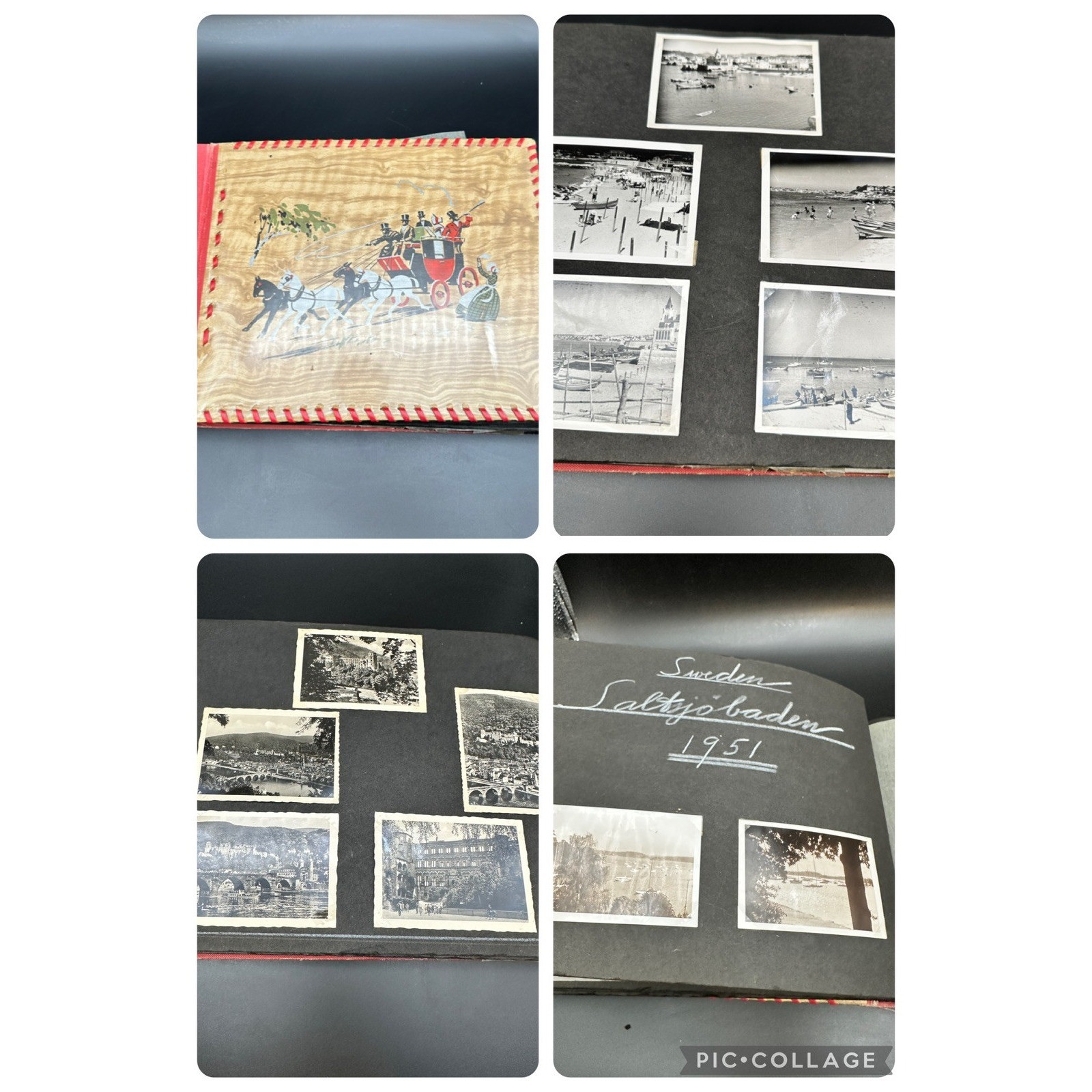 Antique Photo Album 1951 Post War Germany Sweden Portugal Travel Photographs JS