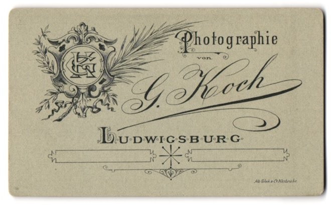 Photograph G. Koch, Ludwigsburg, monogram of the photographer in coat of arms