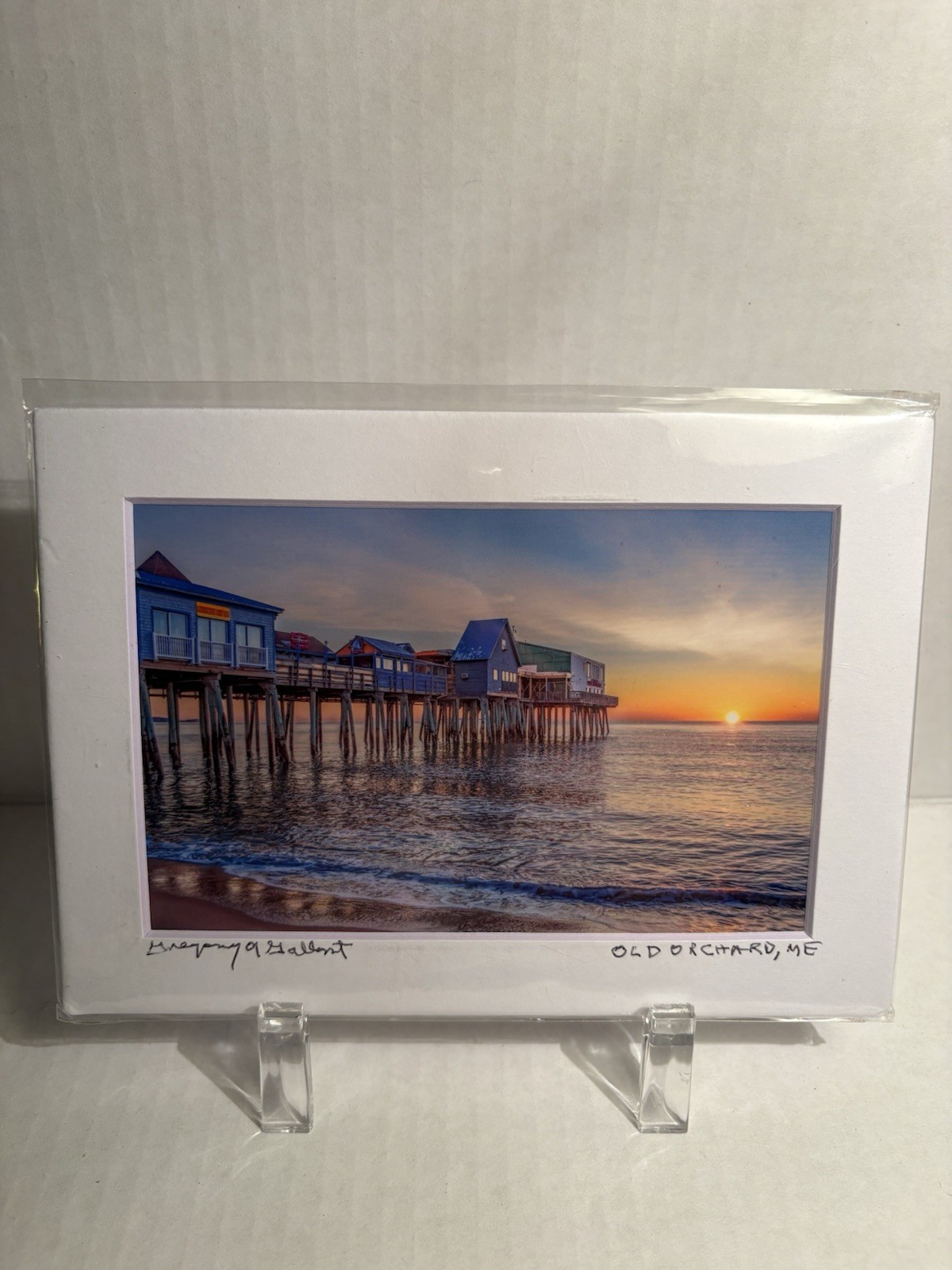 Old Orchard Beach Maine Signed Artist Framed Beach Photo New England Shore 9x 7