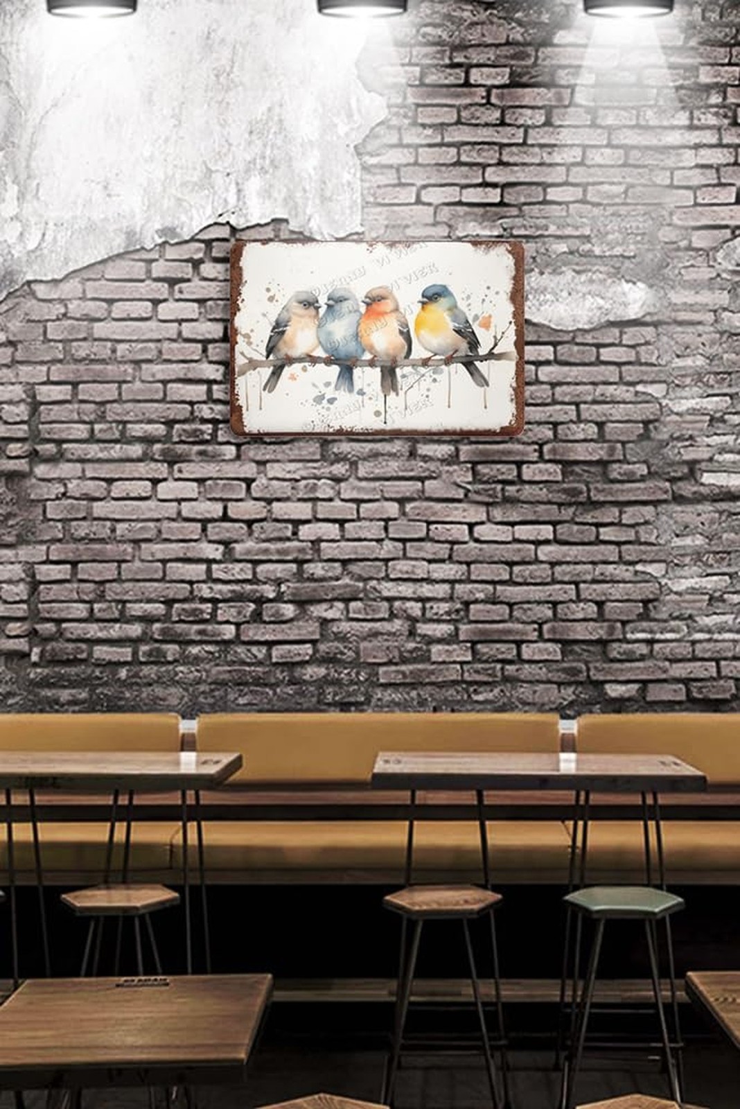 Vintage Birds Metal Wall Decor, Watercolor Bird Art Print, Rustic Tin Sign, H…