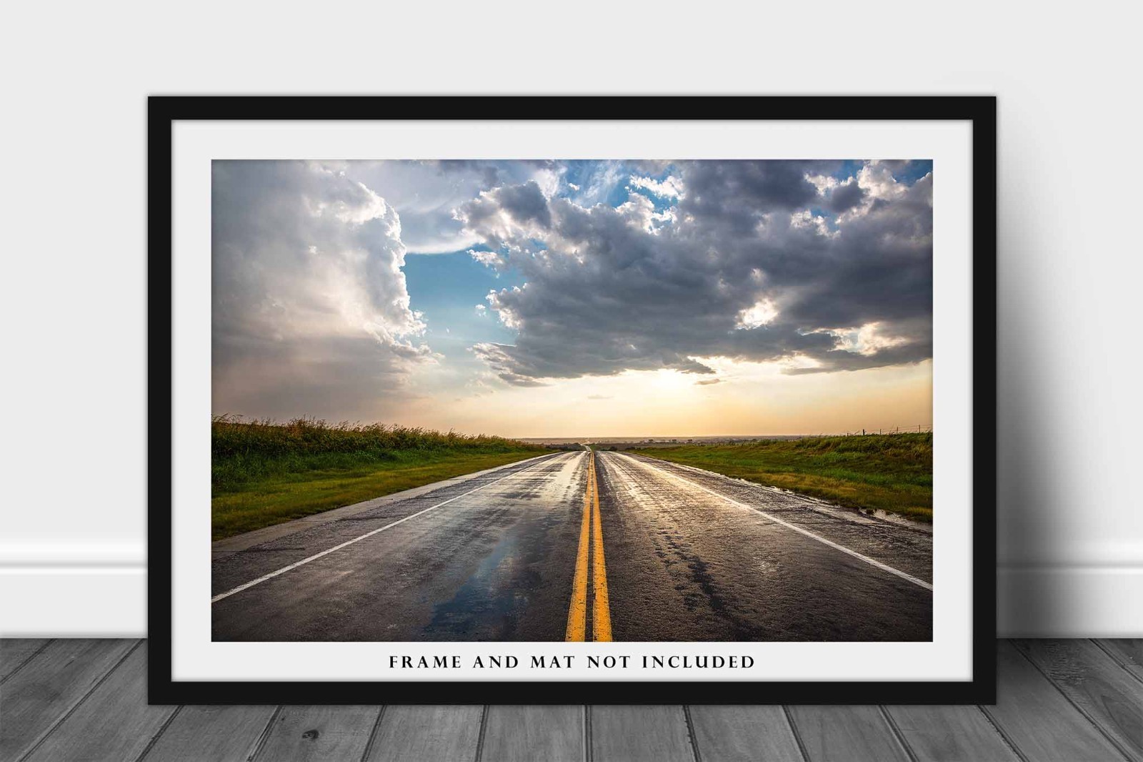 Highway Photography Print: Oklahoma Road Trip Rain Travel Landscape Photo