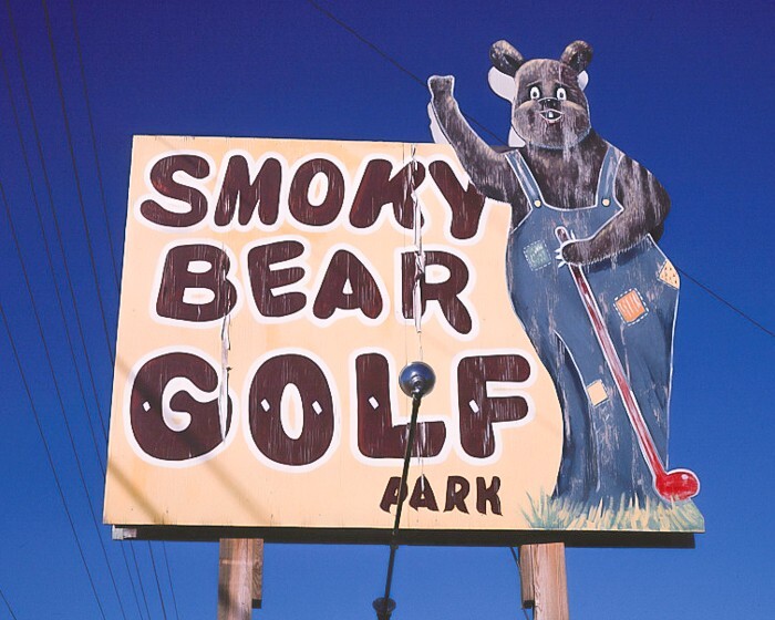 8×10 Vintage Smoky Bear Golf Park, Route 441, Pigeon Forge, Tennessee.