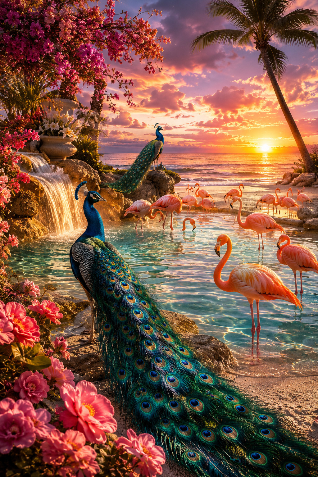 Digital Image Picture Photo Pic Wallpaper Background Flamingo Peacock Heaven 778