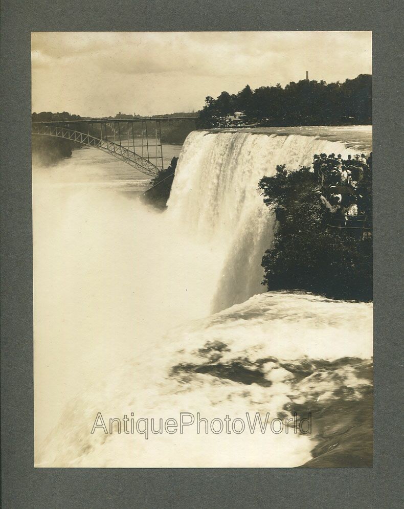 Niagara Falls waterfall bridge view antique art photo