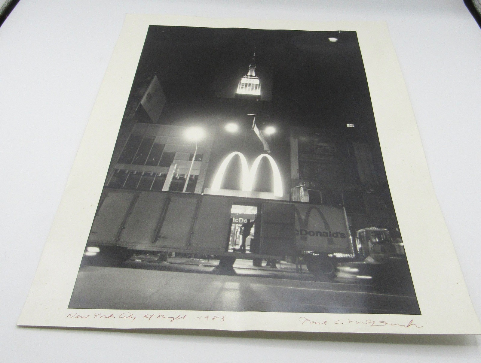 Signed Paul A. McDonough (1941–2025) b&w photo New York City at Night 1983