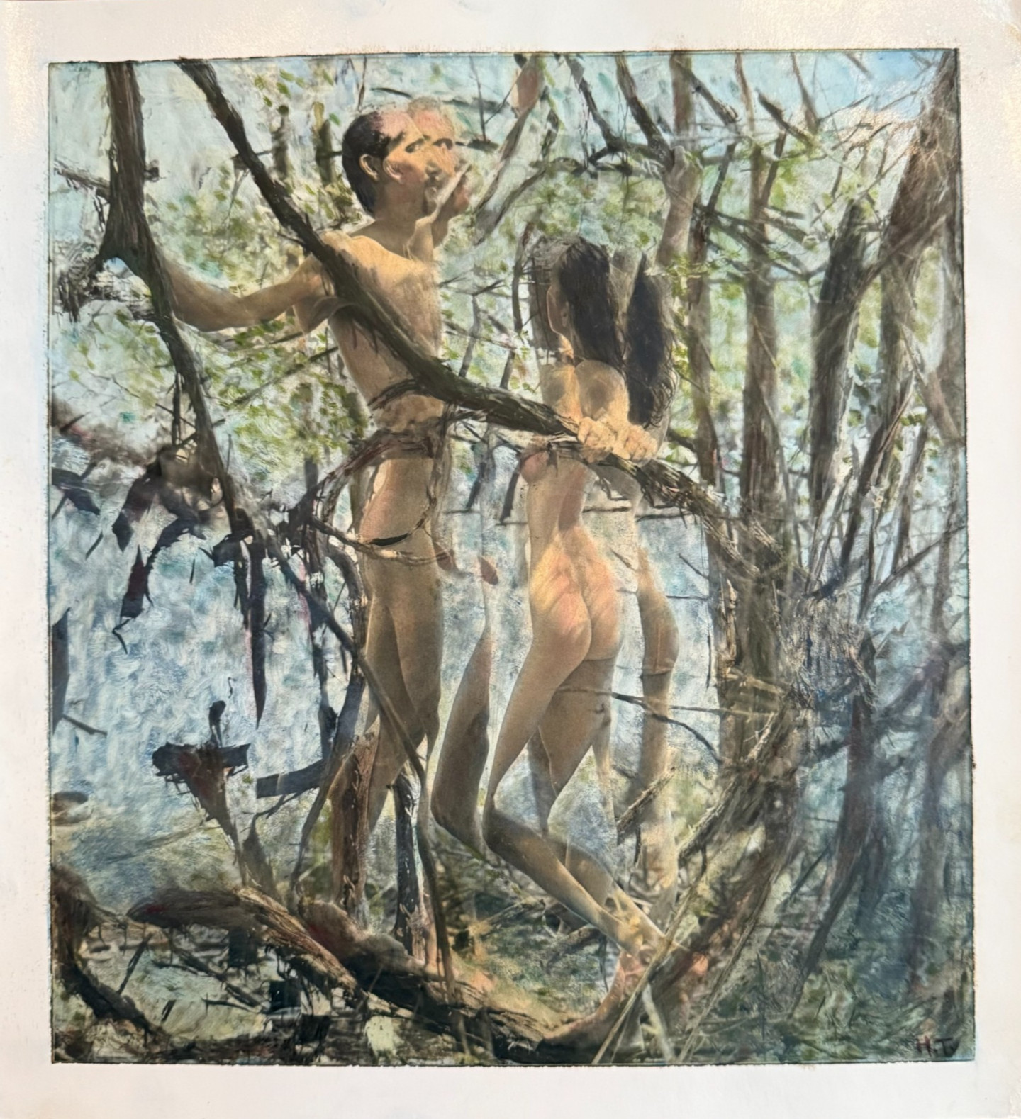 Harriet Tannin Signed Fine Art Photo Couple nude Woods man woman color 1996